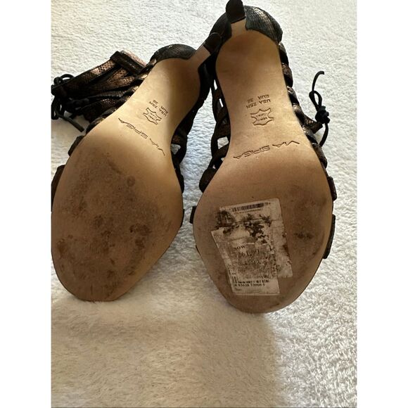 Via Spiga women’s Metallic Brown Shiny Copper Lace Up Stiletto - 7.5 / 38 - Picture 7 of 9